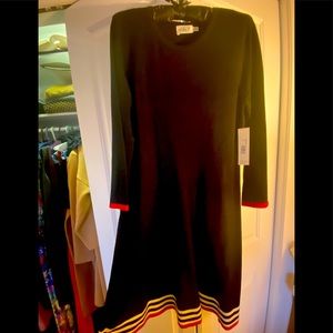 Black Eliza J sweater dress. NWT. Smoke free, pet free home!White and red detail